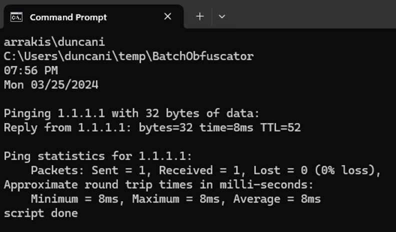 image #12 successful demonstration of obfuscated_script.bat’s functionality