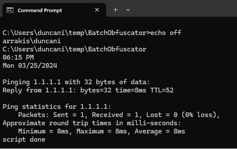 image #4 successful obfuscated script execution